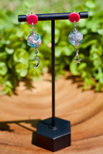 Load image into Gallery viewer, Handmade Dice Earrings - Pink Starry Moons