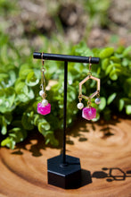 Load image into Gallery viewer, Handmade Dice Earrings - Pink Hexagons