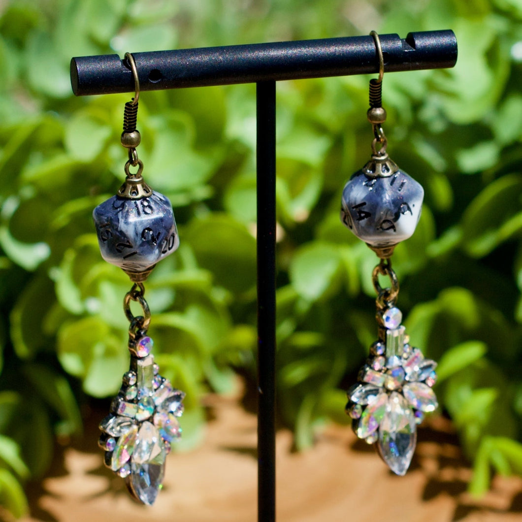 Handmade Dice Earrings - Bronze and Shimmery