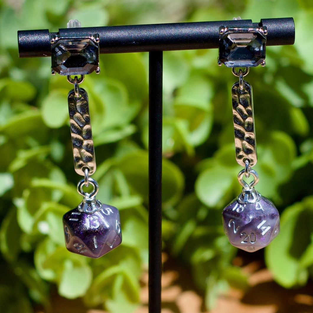 Handmade Dice Earrings - Elegant Gray Gems