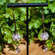 Load image into Gallery viewer, Handmade Dice Earrings - Pink and Bronze Keys
