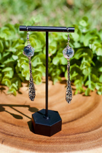 Handmade Dice Earrings - Silver Patterned Drops