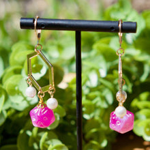 Load image into Gallery viewer, Handmade Dice Earrings - Pink Hexagons
