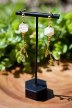 Load image into Gallery viewer, Handmade Dice Earrings - White and Gold
