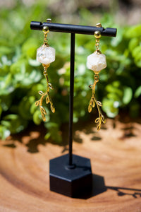 Handmade Dice Earrings - White and Gold