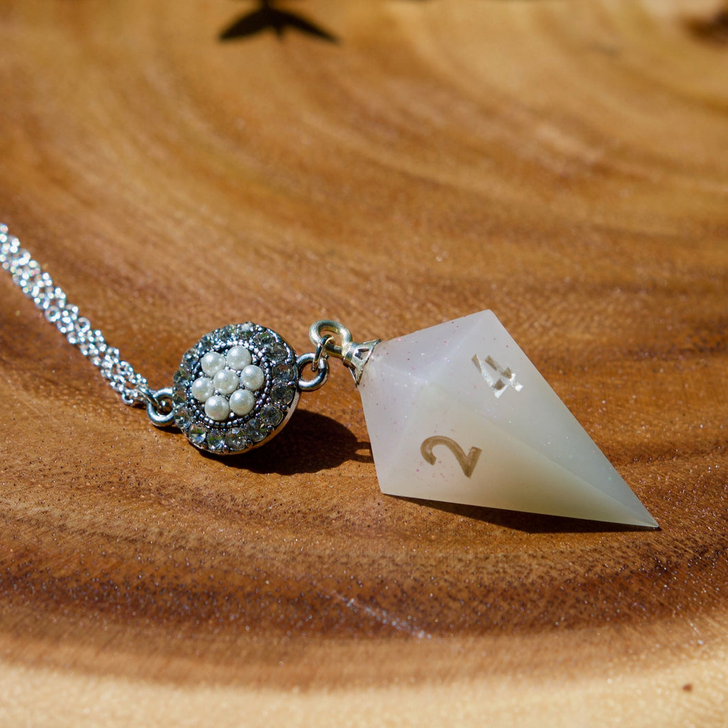 Handmade Dice Necklace - Elegant Pearl