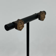 Load image into Gallery viewer, Small d20 Walnut Wood Earrings
