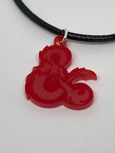Load image into Gallery viewer, Acrylic D&amp;D Logo Necklace in Red (Misprint!)
