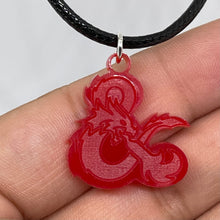 Load image into Gallery viewer, Acrylic D&amp;D Logo Necklace in Red (Misprint!)
